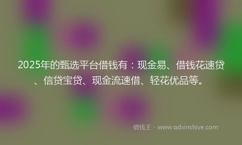 2025年的甄选平台借钱有：现金易、借钱花速贷、信贷宝贷、现金流速借、轻花优品等。