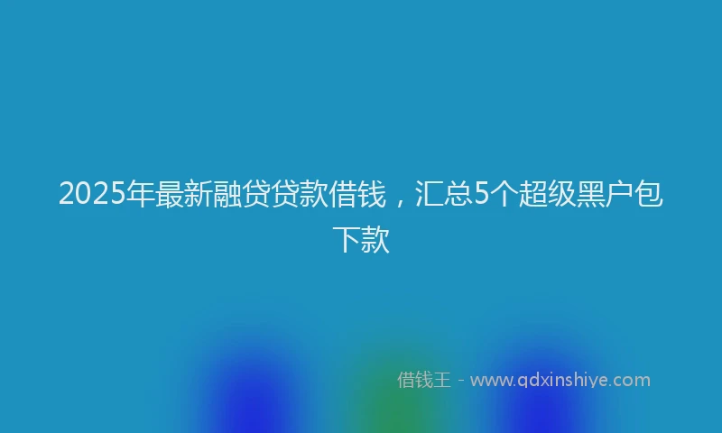 2025年最新融贷贷款借钱，汇总5个超级黑户包下款