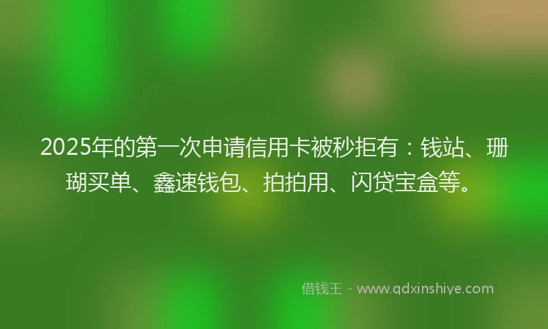 2025年的第一次申请信用卡被秒拒有：钱站、珊瑚买单、鑫速钱包、拍拍用、闪贷宝盒等。