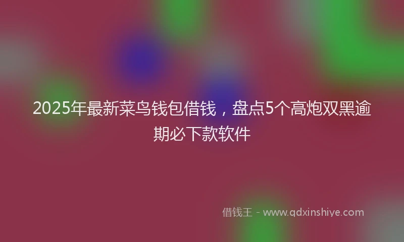 2025年最新菜鸟钱包借钱，盘点5个高炮双黑逾期必下款软件