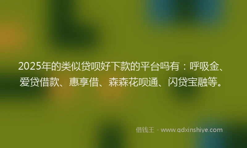 2025年的类似贷呗好下款的平台吗有：呼吸金、爱贷借款、惠享借、森森花呗通、闪贷宝融等。
