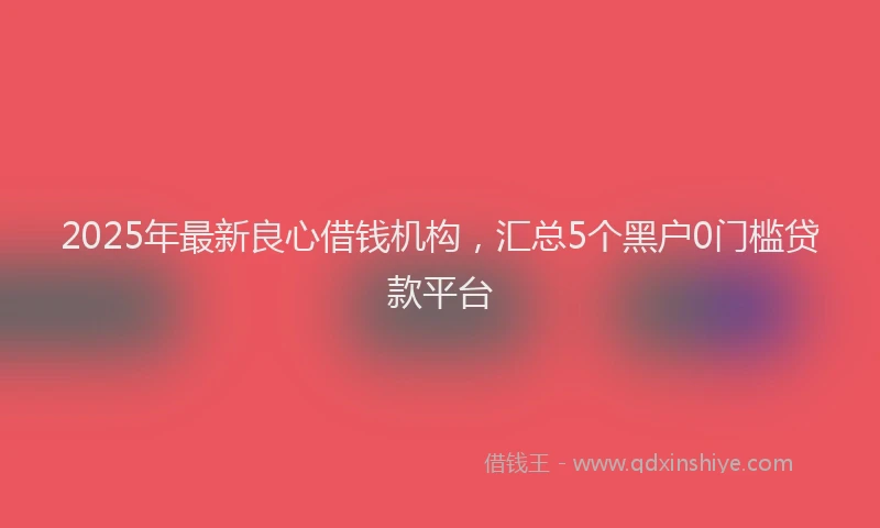 2025年最新良心借钱机构，汇总5个黑户0门槛贷款平台