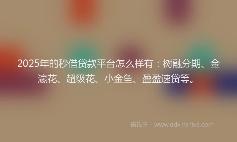 2025年的秒借贷款平台怎么样有：树融分期、金瀛花、超级花、小金鱼、盈盈速贷等。