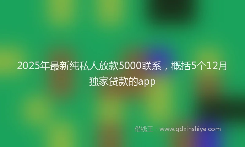 2025年最新纯私人放款5000联系，概括5个12月独家贷款的app