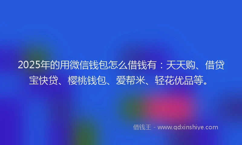 2025年的用微信钱包怎么借钱有：天天购、借贷宝快贷、樱桃钱包、爱帮米、轻花优品等。