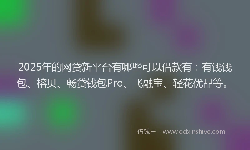 2025年的网贷新平台有哪些可以借款有：有钱钱包、榕贝、畅贷钱包Pro、飞融宝、轻花优品等。