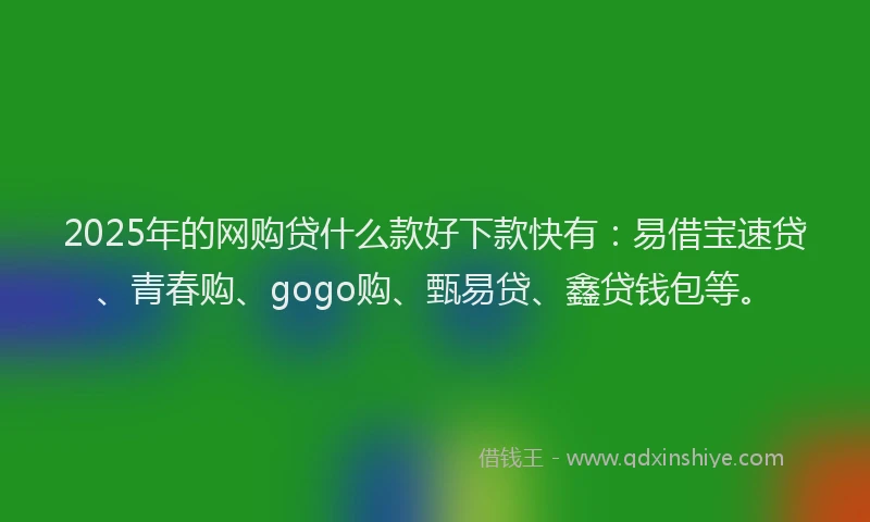 2025年的网购贷什么款好下款快有：易借宝速贷、青春购、gogo购、甄易贷、鑫贷钱包等。