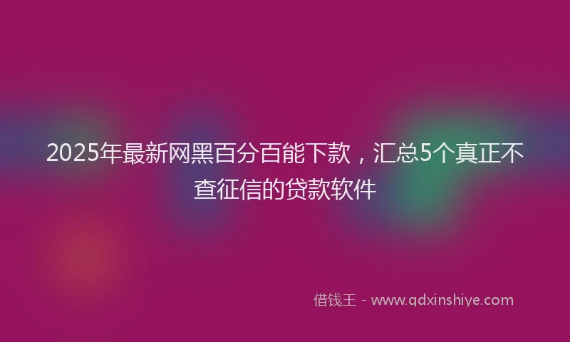 2025年最新网黑百分百能下款，汇总5个真正不查征信的贷款软件