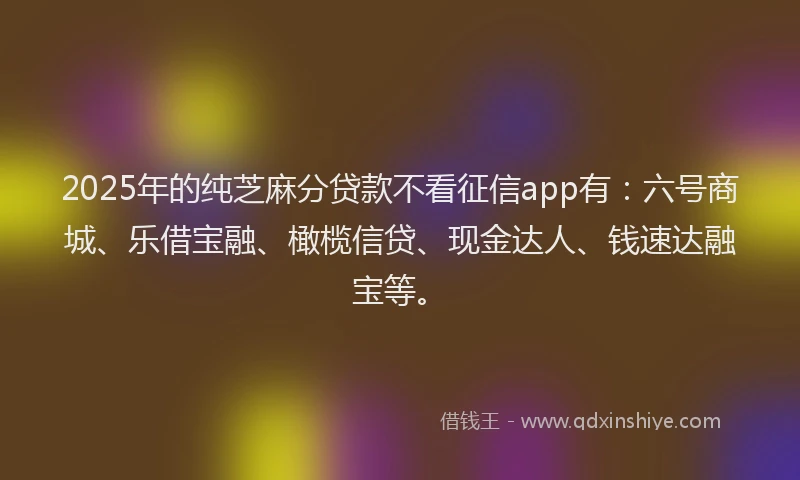 2025年的纯芝麻分贷款不看征信app有：六号商城、乐借宝融、橄榄信贷、现金达人、钱速达融宝等。