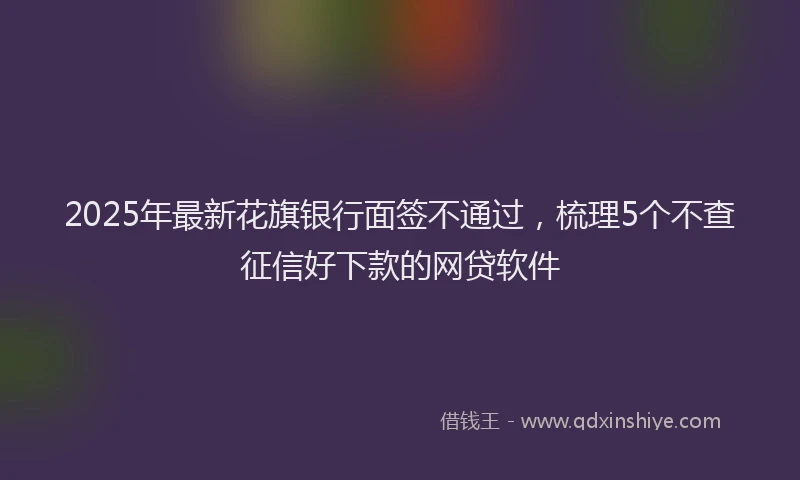 2025年最新花旗银行面签不通过，梳理5个不查征信好下款的网贷软件