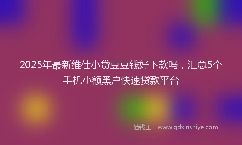 2025年最新维仕小贷豆豆钱好下款吗，汇总5个手机小额黑户快速贷款平台