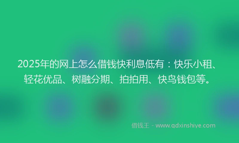 2025年的网上怎么借钱快利息低有：快乐小租、轻花优品、树融分期、拍拍用、快鸟钱包等。