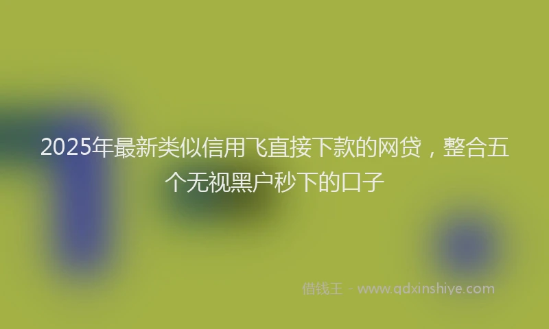 2025年最新类似信用飞直接下款的网贷，整合五个无视黑户秒下的口子