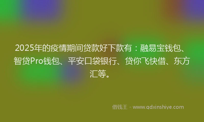 2025年的疫情期间贷款好下款有：融易宝钱包、智贷Pro钱包、平安口袋银行、贷你飞快借、东方汇等。