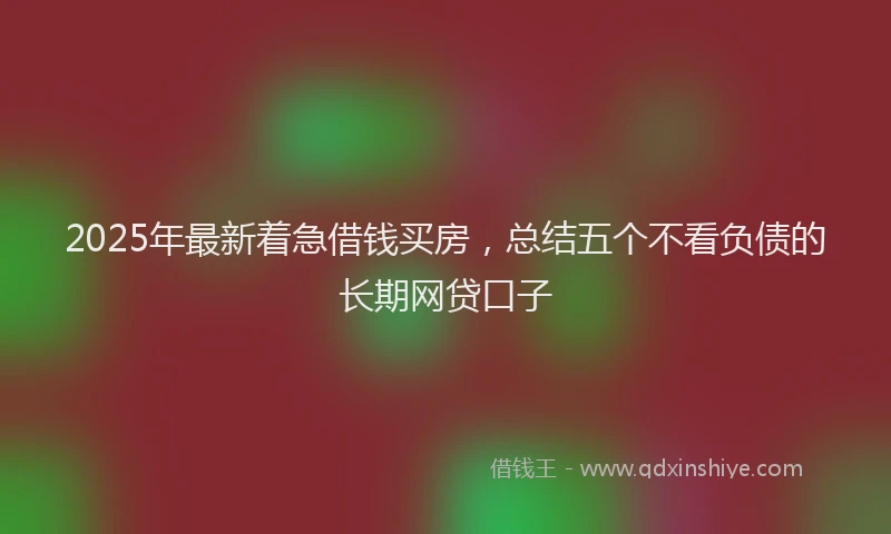 2025年最新着急借钱买房，总结五个不看负债的长期网贷口子
