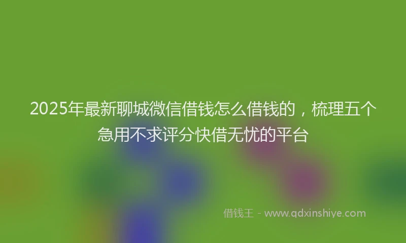 2025年最新聊城微信借钱怎么借钱的，梳理五个急用不求评分快借无忧的平台