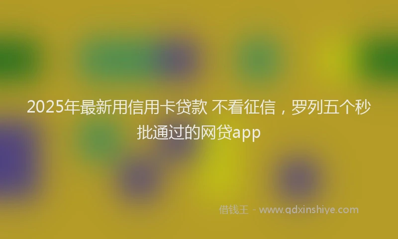 2025年最新用信用卡贷款 不看征信，罗列五个秒批通过的网贷app