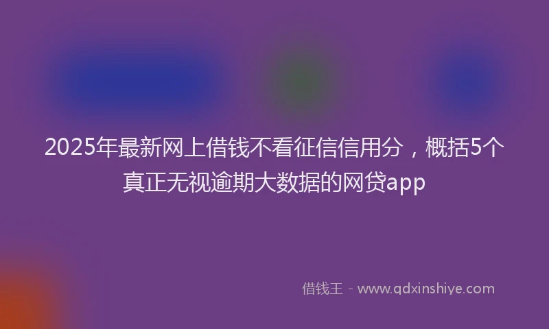 2025年最新网上借钱不看征信信用分，概括5个真正无视逾期大数据的网贷app
