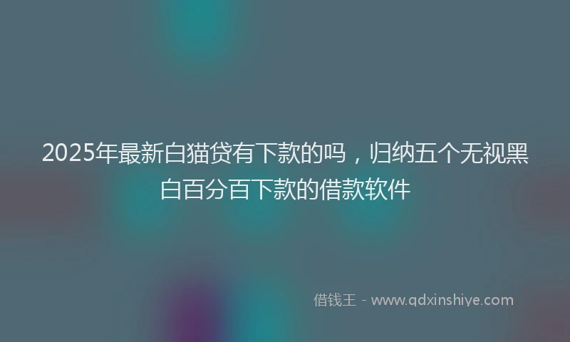 2025年最新白猫贷有下款的吗，归纳五个无视黑白百分百下款的借款软件