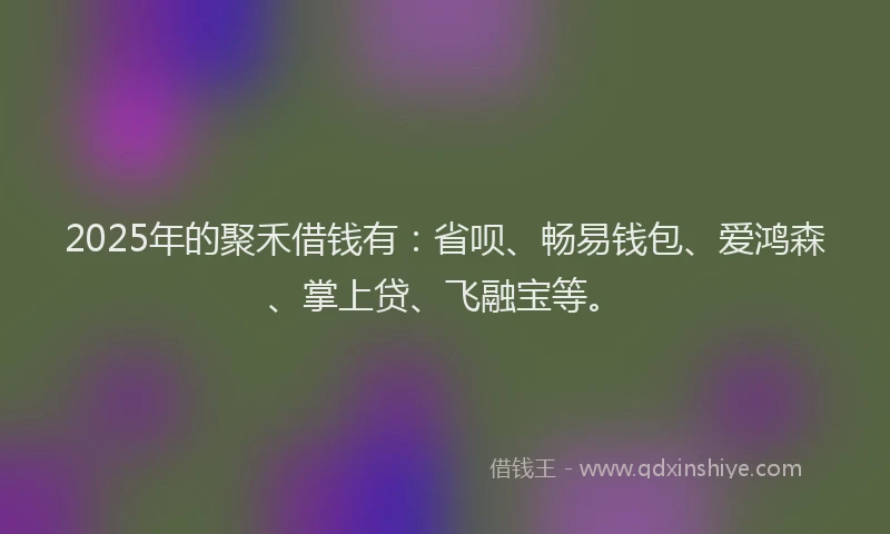 2025年的聚禾借钱有：省呗、畅易钱包、爱鸿森、掌上贷、飞融宝等。