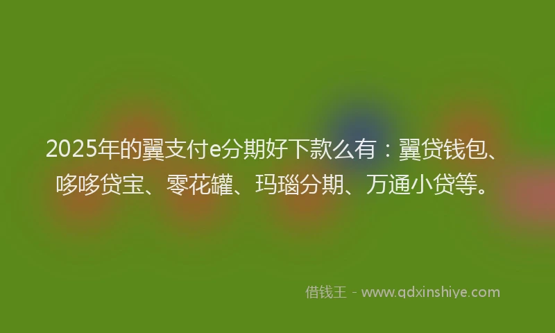 2025年的翼支付e分期好下款么有：翼贷钱包、哆哆贷宝、零花罐、玛瑙分期、万通小贷等。