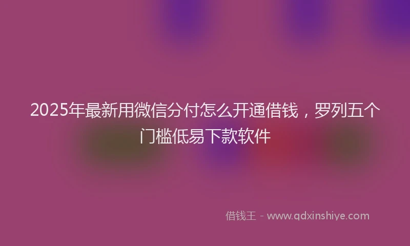 2025年最新用微信分付怎么开通借钱，罗列五个门槛低易下款软件