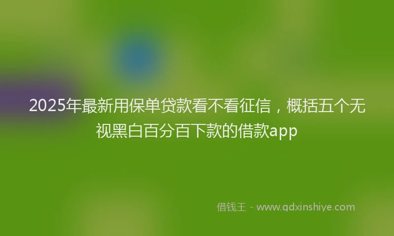 2025年最新用保单贷款看不看征信，概括五个无视黑白百分百下款的借款app