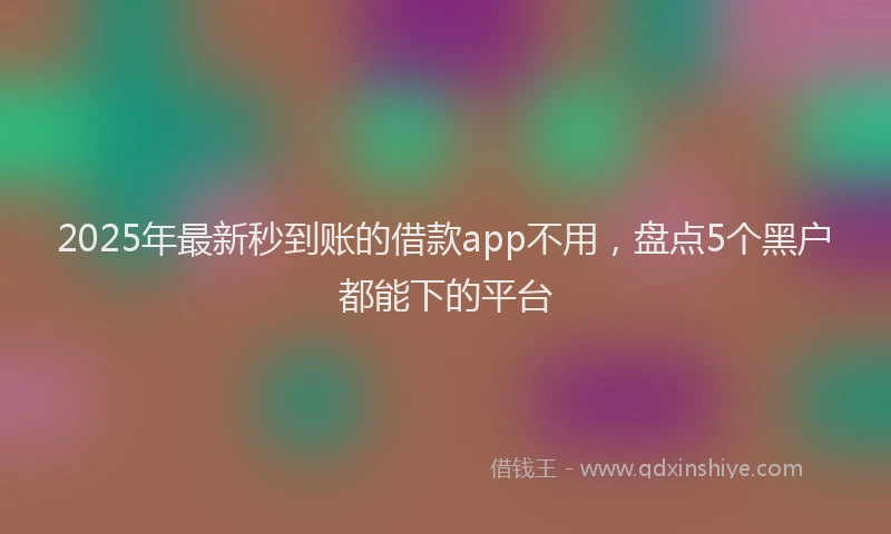 2025年最新秒到账的借款app不用，盘点5个黑户都能下的平台