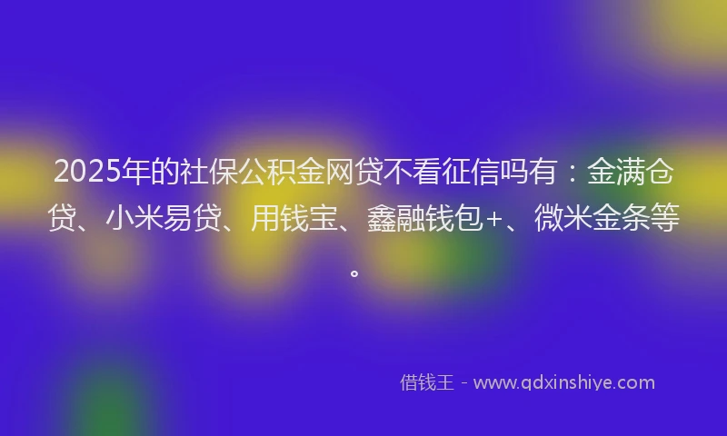 2025年的社保公积金网贷不看征信吗有：金满仓贷、小米易贷、用钱宝、鑫融钱包+、微米金条等。