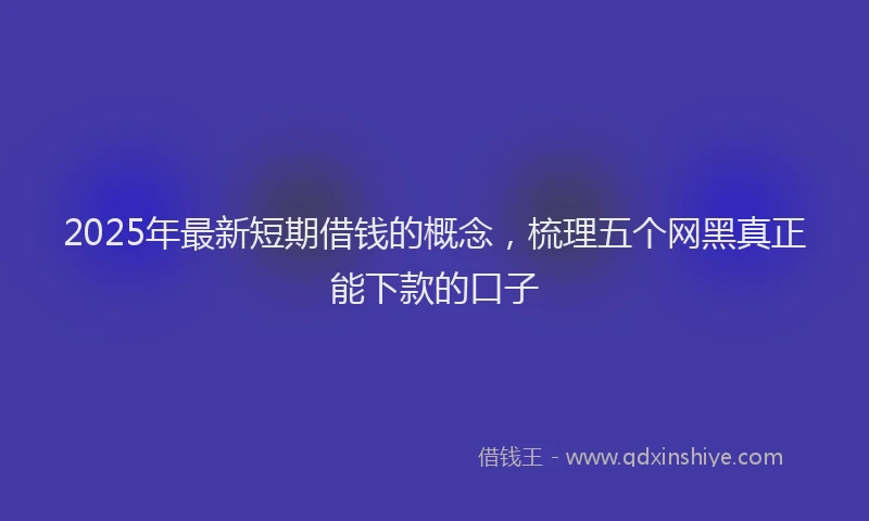 2025年最新短期借钱的概念，梳理五个网黑真正能下款的口子