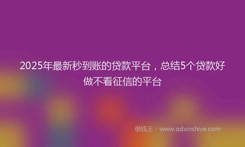 2025年最新秒到账的贷款平台，总结5个贷款好做不看征信的平台