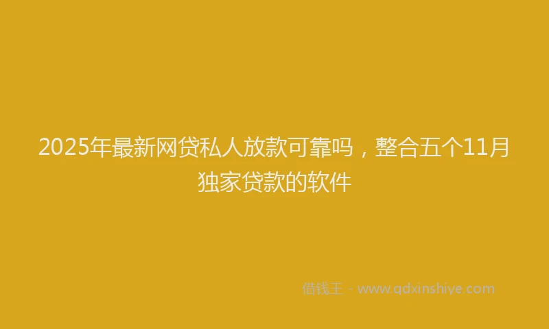 2025年最新网贷私人放款可靠吗，整合五个11月独家贷款的软件
