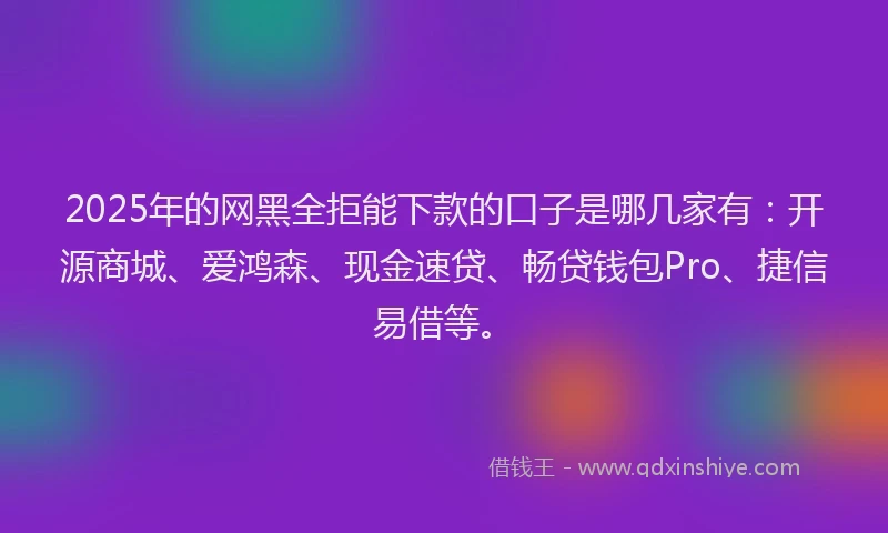 2025年的网黑全拒能下款的口子是哪几家有：开源商城、爱鸿森、现金速贷、畅贷钱包Pro、捷信易借等。
