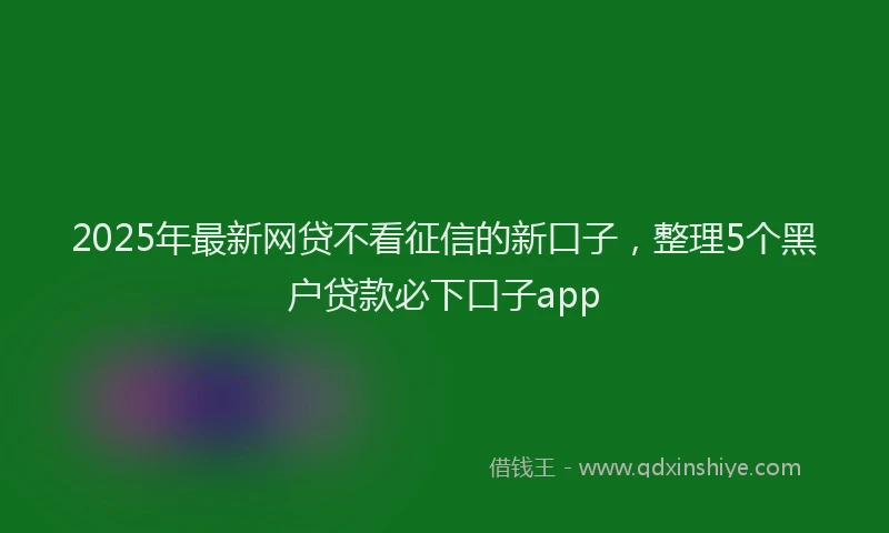 2025年最新网贷不看征信的新口子，整理5个黑户贷款必下口子app