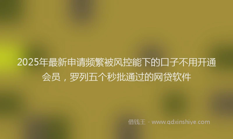 2025年最新申请频繁被风控能下的口子不用开通会员，罗列五个秒批通过的网贷软件