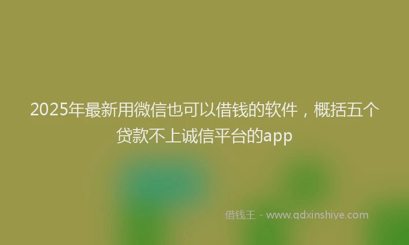 2025年最新用微信也可以借钱的软件，概括五个贷款不上诚信平台的app