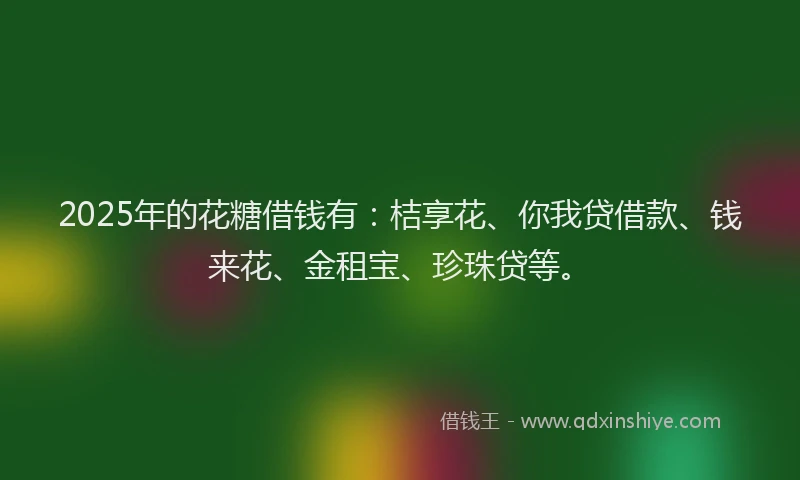 2025年的花糖借钱有：桔享花、你我贷借款、钱来花、金租宝、珍珠贷等。