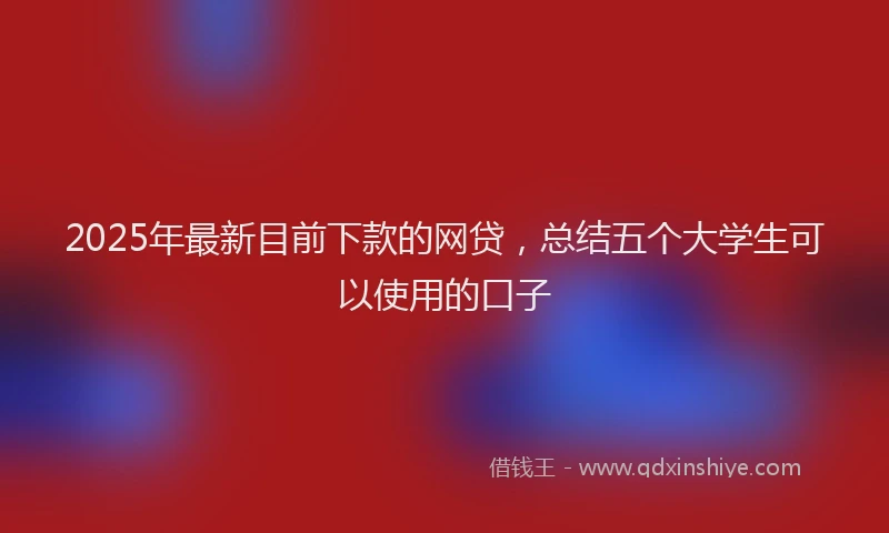 2025年最新目前下款的网贷，总结五个大学生可以使用的口子