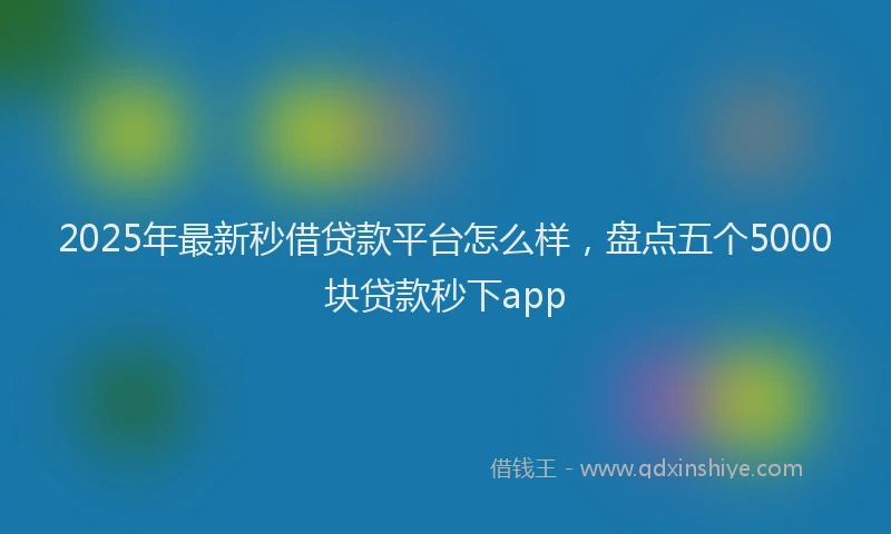 2025年最新秒借贷款平台怎么样，盘点五个5000块贷款秒下app