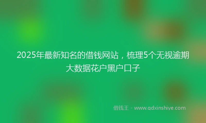 2025年最新知名的借钱网站，梳理5个无视逾期大数据花户黑户口子