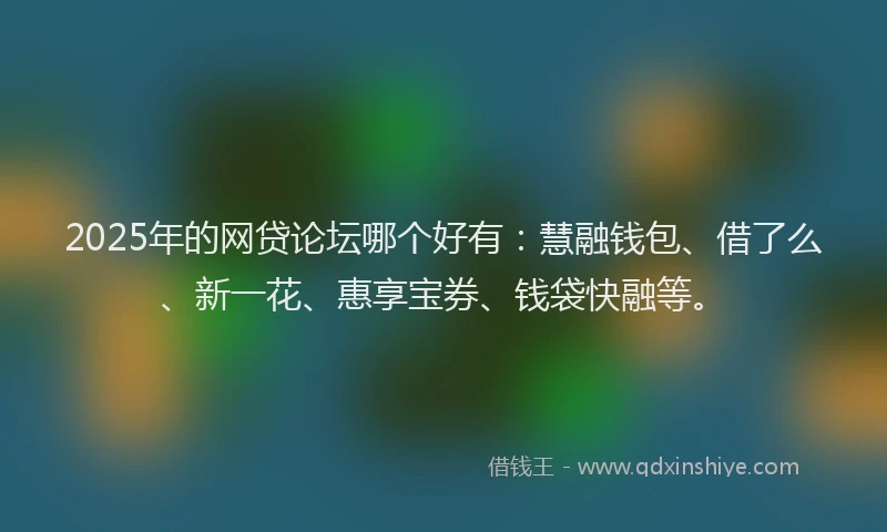 2025年的网贷论坛哪个好有：慧融钱包、借了么、新一花、惠享宝券、钱袋快融等。