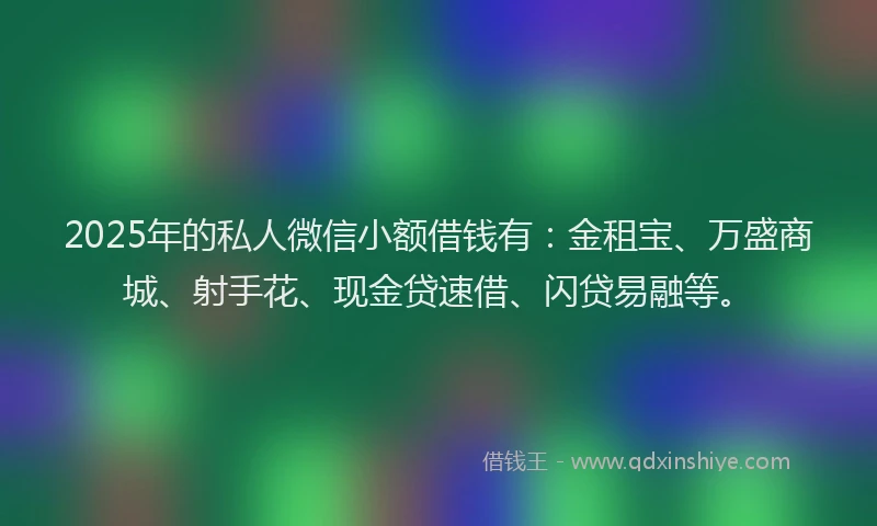 2025年的私人微信小额借钱有：金租宝、万盛商城、射手花、现金贷速借、闪贷易融等。