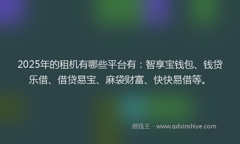 2025年的租机有哪些平台有：智享宝钱包、钱贷乐借、借贷易宝、麻袋财富、快快易借等。