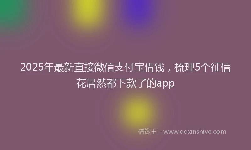 2025年最新直接微信支付宝借钱，梳理5个征信花居然都下款了的app