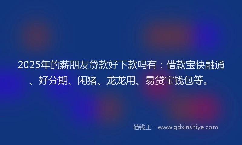 2025年的薪朋友贷款好下款吗有：借款宝快融通、好分期、闲猪、龙龙用、易贷宝钱包等。