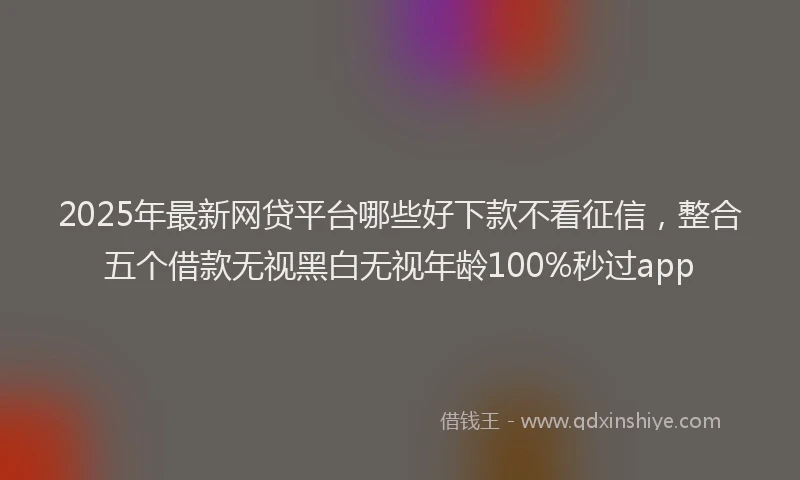 2025年最新网贷平台哪些好下款不看征信，整合五个借款无视黑白无视年龄100%秒过app