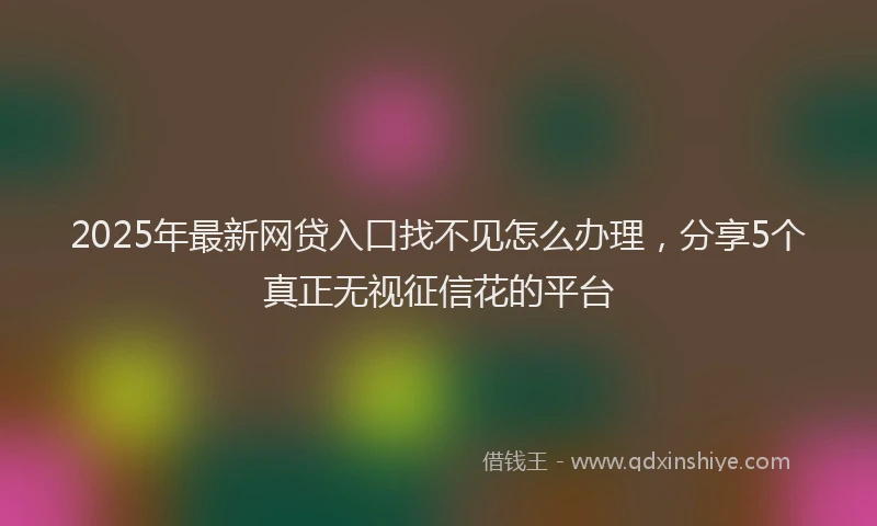 2025年最新网贷入口找不见怎么办理，分享5个真正无视征信花的平台