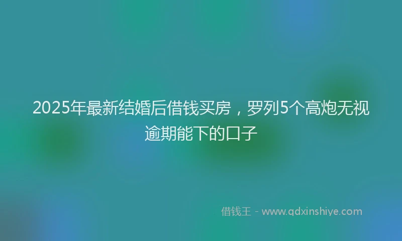 2025年最新结婚后借钱买房，罗列5个高炮无视逾期能下的口子