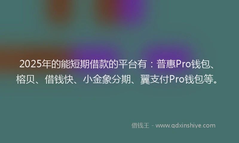 2025年的能短期借款的平台有：普惠Pro钱包、榕贝、借钱快、小金象分期、翼支付Pro钱包等。