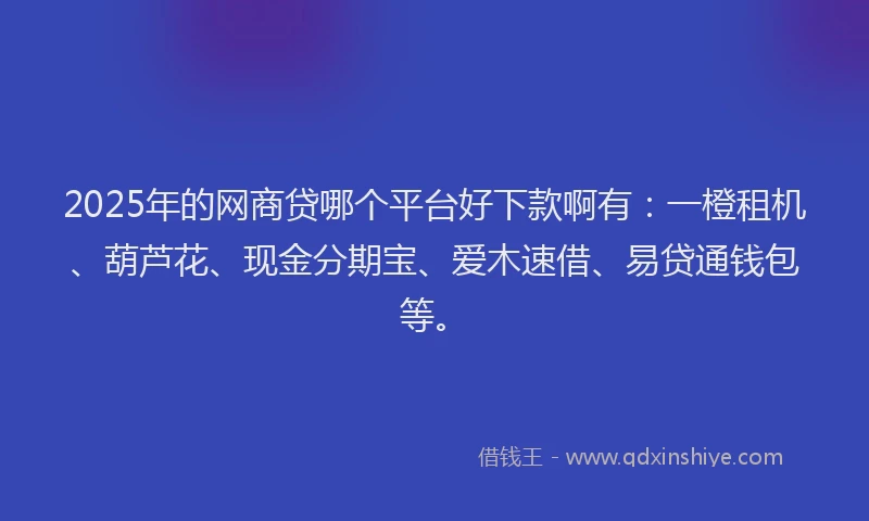 2025年的网商贷哪个平台好下款啊有：一橙租机、葫芦花、现金分期宝、爱木速借、易贷通钱包等。